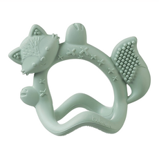 BBox 狐狸穿握式咬牙器 寶寶矽膠磨牙玩具 可愛造型 舒緩出牙不適, 咬牙器, 莫蘭迪綠, 1個