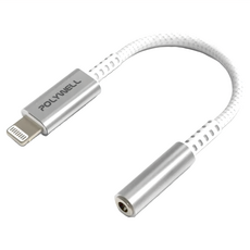 POLYWELL 寶利威爾 Lightning轉3.5mm音源耳機轉接線, PW15-W45-A370, 1條