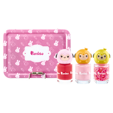 Puttisu 兒童3色指甲油鐵盒組, 2 粉紅兔兔, 1盒