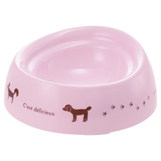 Richell 利其爾 寵物用便利餐碗 M 淺型, 1個, 粉色法國風