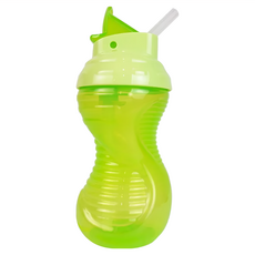 munchkin 滿趣健 好握吸管防漏杯, 為寶寶小手設計, 柔軟矽膠吸嘴, 特殊防漏吸管設計, 無BPA, 296ml, 12個月以上適用, 綠色, 1個