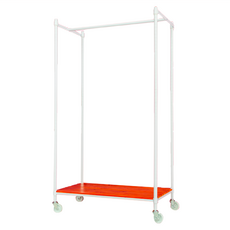 dayneeds 日需百備 松木烤漆單桿衣櫥掛衣架 附輪, 白色 + 柚木色