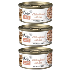 Brit 咘莉 Care呵護貓罐 成貓, 雞胸+白米, 70g, 3罐