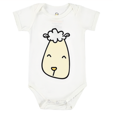 baa baa sheepz 抱抱羊 竹纖維短袖包屁衣套裝, 12~18個月, 黃色微笑大頭羊