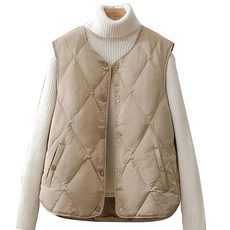 兒童秋冬羽絨棉背心 110碼(95~105cm) 卡其色, 1件