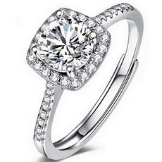 CF Diamond 女戒 莫桑鑽 微鑲方包 八心八箭 戒指, 1克拉