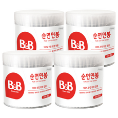 B&B 幼兒棉花棒 100%純棉, 200入, 4盒
