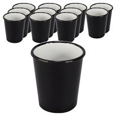 TATUNG 大同磁器 琺瑯圓形口杯 3吋, 黑色 + 純白色, 12個