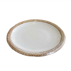 梨地刻十草17皿 日本制陶瓷, 1個