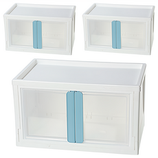 KEYWAY 聯府 雪山磁吸式雙開收納櫃 PU452 45L 3個, 藍色, 1組