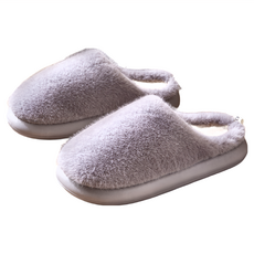 ego life 蓬鬆毛絨 EVA厚底 防滑保暖 男女室內拖鞋, 42~43, 灰色