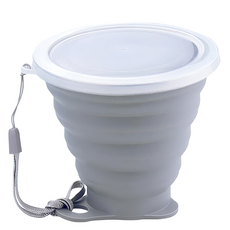 AHOYE 旅用摺疊杯子 不含 BPA 輕巧便攜 食品級矽膠 旅行露營必備, 1個, 白色