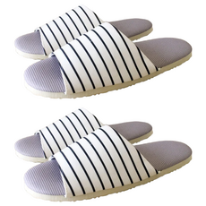 TAIWAN SLIPPER 台灣犀利趴 家居拖鞋，厚軟舒適，抗滑EVA鞋底，台灣製造, 純白條紋, M, 2雙