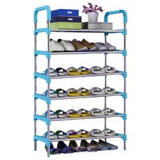 不鏽鋼鞋架 60 x 30 x 95cm 7層 藍色 收納架, 1個