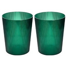 台灣 Life plus 北歐現代輕奢立體條紋透明圓形無蓋垃圾桶 12L 2個, 晶透綠, 1層