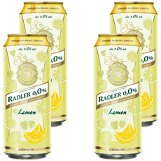 RADLER 萊德 0.0%無酒精啤酒風味飲, 天然釀造 保留啤酒花風味, 繽紛馬卡龍色調, 檸檬, 500ml, 4罐