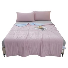 寢室安居 S plus科技瞬涼系列涼感抗菌拼色涼被, 霧粉藍, 5 x 6尺(200 x 150cm)