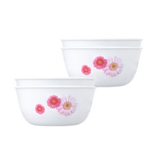 Corelle 康寧 粉紅雛菊款麵碗 16公分 耐熱玻璃碗, 混合顏色, 4個