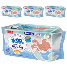 LEC 迪士尼 純水99%濕紙巾 小美人魚 80張 3包 日本製, 4袋