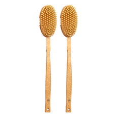 BRAUN WETTBURG 珀薇 德國製白豚鬃長柄放鬆沐浴按摩刷, 天然櫸木手柄，柔軟豚鬃, 單色, 2支