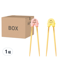 MOTHER'S CORN 新款兒童學習筷組 兒童防滑學習筷, 粉紅色+黃色, 1組