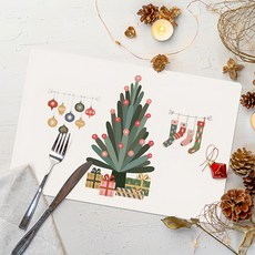 半島良品 防水防油隔熱皮革餐墊, 45 x 30cm, 聖誕樹禮物, 1個