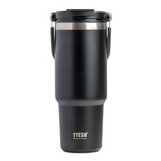 TYESO 泰碩 手提304不銹鋼水杯, 黑色, 900ml, 1個