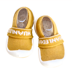 透氣手工嬰兒鞋，中國產（韓國設計），聚酯纖維材質, 14.5cm, 芥末黃