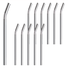 小麥購物 不鏽鋼彎管吸管 6mm, 1支, 12支
