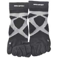 AREX SPORT 馬拉松專用除臭機能足弓加壓五趾襪, 黑灰, 1雙