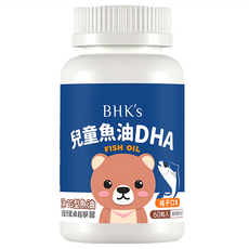 BHK's 兒童魚油DHA咀嚼軟膠囊 橘子口味 500mg, 1瓶, 60顆