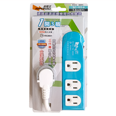 SUPERCELL 超電王 1開3插電腦延長線 3孔 SC-103-6, 1.8m, 顏色隨機, 1條