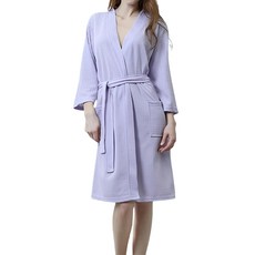 ROYALLIN 蘿林嚴選 新款華夫格高質感浴袍, 衣長105cm + 胸圍118cm + 肩寬48cm + 袖長44cm, 薰衣草紫