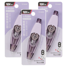 SDI 手牌 i PUSH 滾輪修正帶 5mm x 6M 日本A級母帶, 紫色, 3個