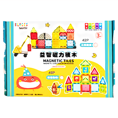 nunuKIDS 努努寶貝 兒童益智彩色磁力積木片 42片, 工程建築款, 1盒