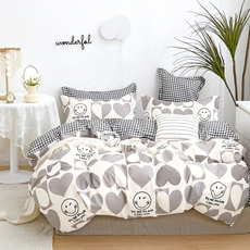 New Arrival Paris 精梳棉時尚花色床包被套枕套 全包鬆緊帶 台灣製造, 床包 + 被套 + 枕套 2個, 加大, 妃子笑