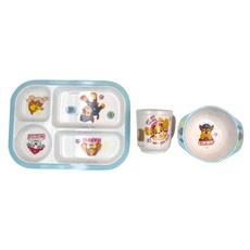兒童方形餐盤餐具組 3歲以上, 餐盤 + 餐碗 + 水杯 附PE蓋 + 湯匙, PAW PATROL 汪汪隊立大功, 1組