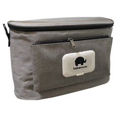 翔駿親子 嬰兒推車掛袋 保冷保溫款, 超大容量 可掛可背 用途多樣 面紙空間 抽取方便, 紳士灰色款, 1個