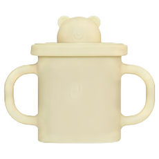 MODU'I BLUEMAMA 幼兒鉑金矽膠熊熊水零食杯 350ml 雙手柄, 奶油黃, 1個