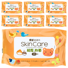 US baby 優生 柔濕巾 超厚型, 抑菌, 20抽, RO純水, 不含酒精/人工香料/螢光劑, 20張, 7包