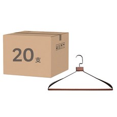 LiFArt 工業風復古鐵木衣架 20入套裝 金屬木質, 胡桃木色, 42 x 3 x 25.5cm