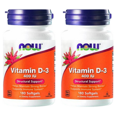 Now 維他命D-3 400 IU 軟膠囊, 180顆, 2罐