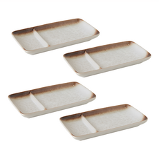 JUST HOME 日式窯燒兩隔長盤 8950-16A1 7.3吋, 4個, 米色