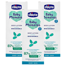 Chicco 寶貝嬰兒植萃潤膚乳液, 87% 天然配方, 100% 可回收塑料瓶, 500ml, 3瓶