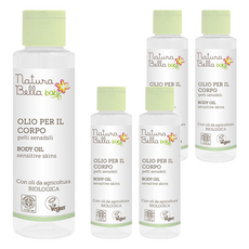 Natura Bella baby 貝拉寶貝 葵花籽嬰兒按摩油 敏感肌適用 義大利原裝進口, 100ml, 5瓶