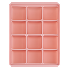 Edison 12格矽膠嬰兒副食品分裝盒 粉色 12.8x15.8公分, 2個