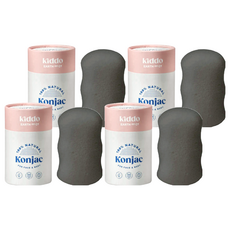 Kiddo 純植淨膚蒟蒻海綿 100%天然, 竹炭, 4個