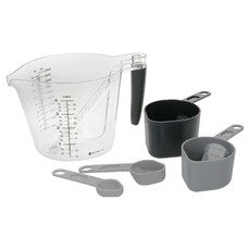 Masterclass 可堆疊輕鬆看量匙量杯5件組, 1組, 1.38L, 灰色 + 黑色