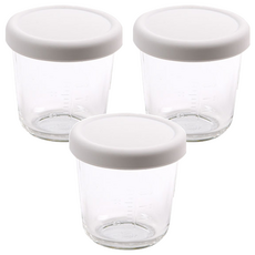 Dailylike BonBon玻璃嬰兒副食品罐, 210ml, 淺灰色, 3個