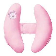 兒童安全座椅頭部固定枕, 附魔鬼氈，間距可自由調整, 粉色, 1個